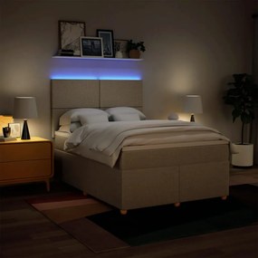 vidaXL Κρεβάτι Boxspring με Στρώμα Κρεμ 140x190 εκ. Υφασμάτινο