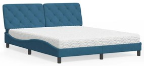 vidaXL Κρεβάτι με Στρώμα Μπλε 160 x 200 εκ. Βελούδινος