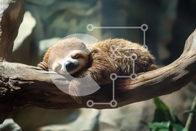 Intra Συλλεκτικό Ξύλινο Παζλ Plywood  4mm - Sleeping Sloth σε ένα κλαδί Σε Ξύλινο Κουτί - Διαστάσεις: 10x10 cm – 25 κομμάτια