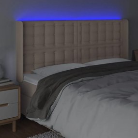 vidaXL Κεφαλάρι Κρεβατιού LED Καπουτσίνο 203x16x118/128 εκ