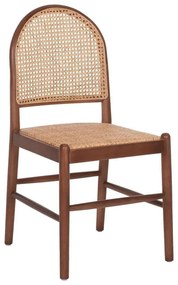 Καρέκλα HM9407.04 43x50x87cm Από Οξιά Rattan Walnut-Beige Rattan,Ξύλο
