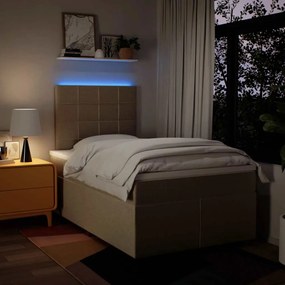 vidaXL Κρεβάτι Boxspring με Στρώμα Κρεμ 120x200 εκ. Υφασμάτινο