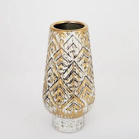 Βάζο Κεραμικό 752-20062 12.5x12.5x31cm White-Gold Estheti Home Ceramic