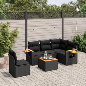 vidaXL Patio Sofa Set 6-θέσια Black