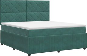 vidaXL Κρεβάτι box spring με στρώμα Σκούρο Πράσινο 160 x 200 cm