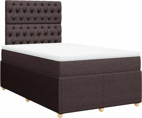 vidaXL Κρεβάτι Boxspring με Στρώμα Σκούρο Καφέ 120x190 εκ Υφασμάτινο