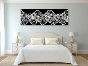Εικόνα ενός πανέμορφου floral μοτίβου σε ασπρόμαυρο - 150x50
