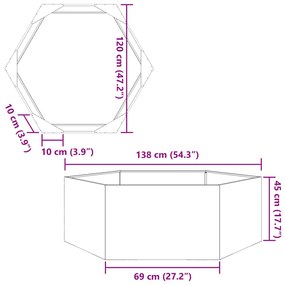 ΖΑΡΝΤΙΝΙΕΡΑ ΚΗΠΟΥ ΕΞΑΓΩΝΗ 138X120X45 ΕΚ. ΓΑΛΒΑΝΙΣΜΕΝΟ ΧΑΛΥΒΑ 851141