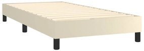 Κρεβάτι Boxspring με Στρώμα Κρεμ 100x200εκ. από Συνθετικό Δέρμα - Κρεμ
