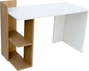 Γραφείο 120x55x85 Λευκό-με Φυσικό Μοντέρνα Σχεδίαση TO-DESKHOSHELF