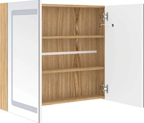 vidaXL Καθρέφτης Μπάνιου με Ντουλάπι &amp; LED Λευκό και Δρυς 80x12x68 εκ.