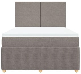 Κρεβάτι Boxspring με Στρώμα Taupe 140x200 εκ. Υφασμάτινο - Μπεζ-Γκρι