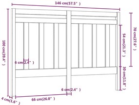 vidaXL Κεφαλάρι Κρεβατιού Γκρι 146 x 4 x 100 εκ. από Μασίφ Ξύλο Πεύκου