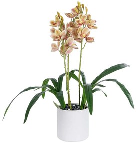 Τεχνητό Φυτό Cherry Cumbidium 21404 Φ34x60cm Champagne GloboStar Πηλός,Ύφασμα