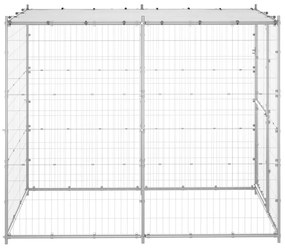 vidaXL Κλουβί Σκύλου Εξ. Χώρου Γαλβαν. Χάλυβας 110x220x180εκ Στέγαστρο