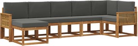 vidaXL Σειρά Καναπέ Εξωτερικού 7 pcs Φυσικό και Ανθρακί Πολυεστέρας
