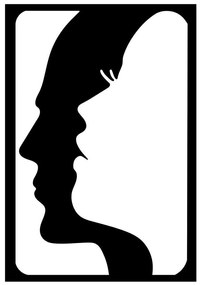 Διακοσμητικό Τοίχου Face In Face 891TNL2070 40x58cm Black Wallity Μέταλλο