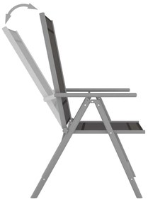 vidaXL Σετ Επίπλων Μπιστρό 3 Τεμαχίων Ασημί από Αλουμίνιο/Textilene