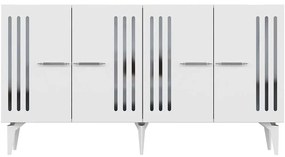 Μπουφές Junes 475OLV2316 150x40x79cm White-Silver Particle Board, Melamine
