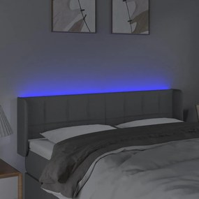 vidaXL Κεφαλάρι Κρεβατιού LED Ανοιχτό Γκρι 147x16x78/88 εκ. Υφασμάτινο