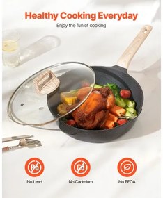 VEVOR 17 Piece Pots and Pans Set Granite Nonstick Kitchen Cookware Black