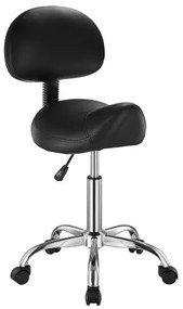 VEVOR Saddle Stool Swivel Stool with Backrest PU Leather Height Adjustable Black