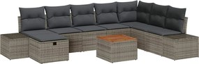 vidaXL Σετ Καναπέ Κήπου με μαξιλάρι 9 pcs Γκρι Πολυ ράταν