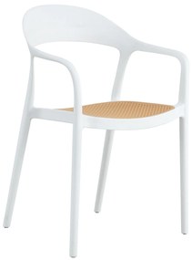 Καρέκλα - Πολυθρόνα CLEO C5935.01 Λευκή Πολυπροπυλενίου με Μπέζ Ψάθα 57x53x81Υ εκ. 57x53x81 εκ.