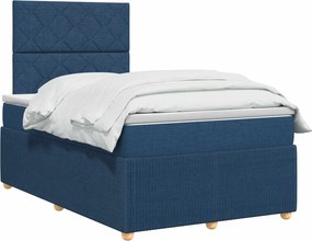 vidaXL Κρεβάτι box spring με στρώμα Μπλε 120 x 190 cm Ύφασμα
