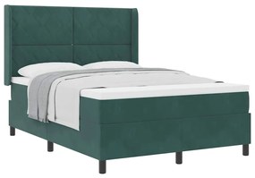 vidaXL Κρεβάτι με ελατήρια Σκούρο πράσινο 140 x 200 cm Βελούδο