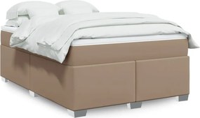 vidaXL Κρεβάτι Boxspring με Στρώμα Καπουτσίνο 140x200εκ.από Συνθ.Δέρμα