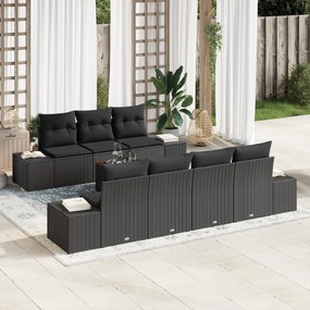 vidaXL Σετ Καναπέ Κήπου 8 pcs Μαύρο 55 x 55 x 37 εκ Ρατάν