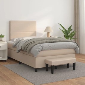 vidaXL Κρεβάτι Boxspring με Στρώμα Καπουτσίνο 120x190εκ.από Συνθ.Δέρμα