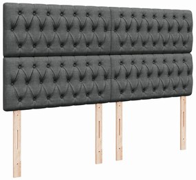 Κρεβάτι Boxspring με Στρώμα Σκούρο Γκρι 200x200 εκ. Υφασμάτινο - Γκρι