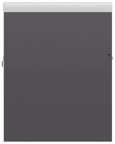 Ντουλάπι Μπάνιου με Νιπτήρα Γυαλιστερό Μαύρο από Επεξ. Ξύλο - Γκρι