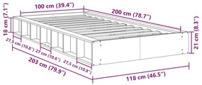 ΠΛΑΙΣΙΟ ΚΡΕΒΑΤΙΟΥ ΧΩΡΙΣ ΣΤΡΩΜΑ 100X200 CM ΜΑΣΙΦ ΞΥΛΟ ΔΡΥΣ 3324121