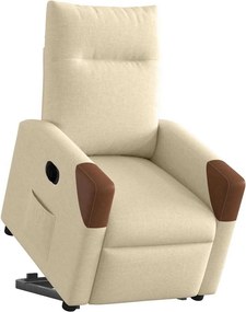 vidaXL Πολυθρόνα Ηλεκ. Ανακλινόμενη με Ανύψωση Κρεμ Υφασμάτινη