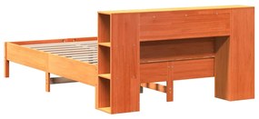 Κρεβάτι Βιβλιοθήκη Χωρίς Στρώμα 120x190 εκ Μασίφ Ξύλο Πεύκου - Καφέ