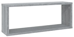 Ραφιέρες Τοίχου Κύβος 4 τεμ Γκρι Sonoma 60x15x23 εκ. Επεξ. Ξύλο - Γκρι