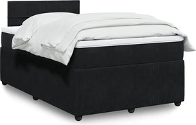 vidaXL Κρεβάτι Boxspring με Στρώμα Μαύρο 120 x 200 εκ. Βελούδινο