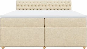 vidaXL Κρεβάτι Boxspring με Στρώμα Κρεμ 200x200 εκ. Υφασμάτινο