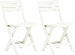 vidaXL Καρέκλες Κήπου Πτυσσόμενες 2 τεμ. Λευκές Πλαστικές
