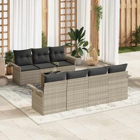 vidaXL Σετ Καναπέ Κήπου 8 pcs Ανοιχτό γκρι Πολυ ράταν