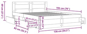 Πλαίσιο Κρεβατιού με κεφαλάρι Μαύρο 135x190 εκ Επεξεργ. Ξύλο - Μαύρο