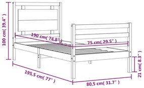 ΠΛΑΙΣΙΟ ΚΡΕΒΑΤΙΟΥ ΜΕ ΚΕΦΑΛΑΡΙ ΜΑΣΙΦ ΞΥΛΟ 2FT6 SMALL SINGLE 3194011