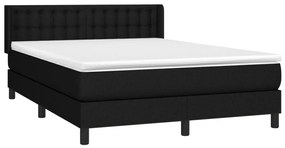 vidaXL Κρεβάτι Boxspring με Στρώμα Μαύρο 140x200 εκ. Υφασμάτινο