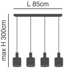 Φωτιστικό Οροφής SE21-NM-4-4NM-SH3 ADEPT TUBE Nickel Matt Pendant Brown Fabric Shade+ - 51W - 100W - 77-8434