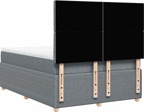 vidaXL Κρεβάτι Boxspring με Στρώμα Ανοιχτό Γκρι 140x200 εκ. Υφασμάτινο