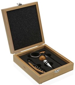 σετ από αξεσουάρ κρασιού Vino Versa Bamboo Χάλυβας