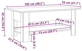 Τραπεζάκι Σαλονιού Όψη Παλαιού Ξύλου 102x55x42εκ. Επεξεργ. Ξύλο - Καφέ